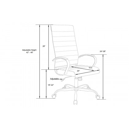 LeisureMod Benmar High-Back Home Leather Office Chair with Chrome Frame - Brown
