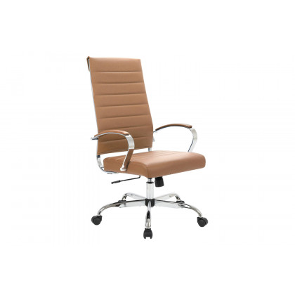 LeisureMod - Benmar High-Back Home Leather Office Chair with Chrome Frame