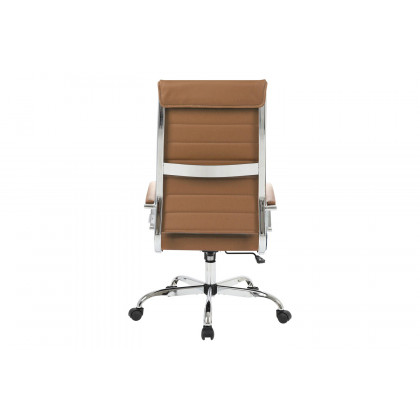 LeisureMod Benmar High-Back Home Leather Office Chair with Chrome Frame - Brown