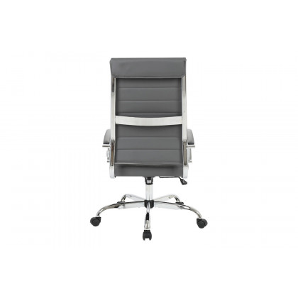 LeisureMod Benmar High-Back Home Leather Office Chair with Chrome Frame - Gray