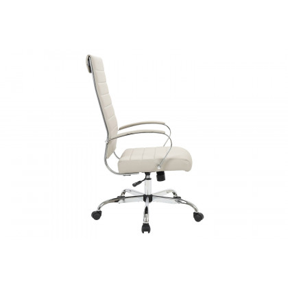 LeisureMod Benmar High-Back Home Leather Office Chair with Chrome Frame - Tan