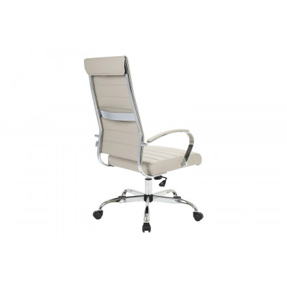 LeisureMod Benmar High-Back Home Leather Office Chair with Chrome Frame - Tan