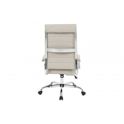 LeisureMod Benmar High-Back Home Leather Office Chair with Chrome Frame - Tan