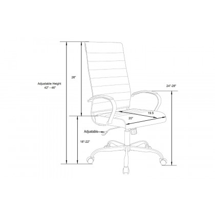 LeisureMod Benmar High-Back Leather Office Chair with Gold Frame - White