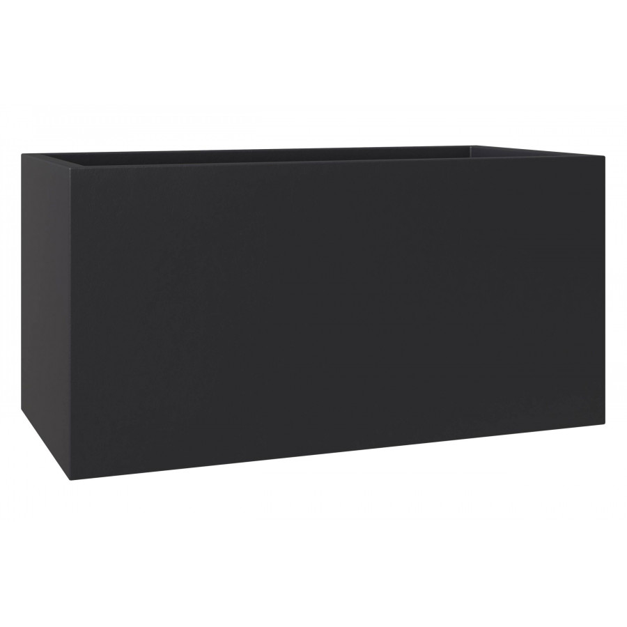 LeisureMod Bloom Mid-Century Modern Rectangular Fiberstone and MGO Clay Planter - Black