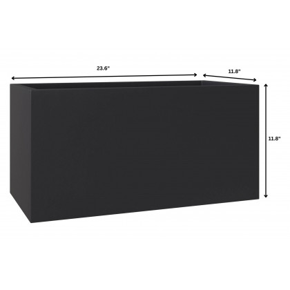 LeisureMod Bloom Mid-Century Modern Rectangular Fiberstone and MGO Clay Planter - Black