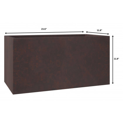 LeisureMod Bloom Mid-Century Modern Rectangular Fiberstone and MGO Clay Planter - Brown