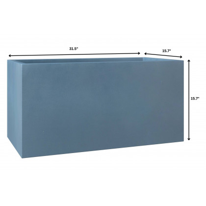 LeisureMod Bloom Mid-Century Modern Rectangular Fiberstone and MGO Clay Planter - Aged Concrete