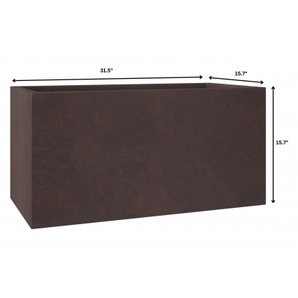 LeisureMod Bloom Mid-Century Modern Rectangular Fiberstone and MGO Clay Planter - Brown