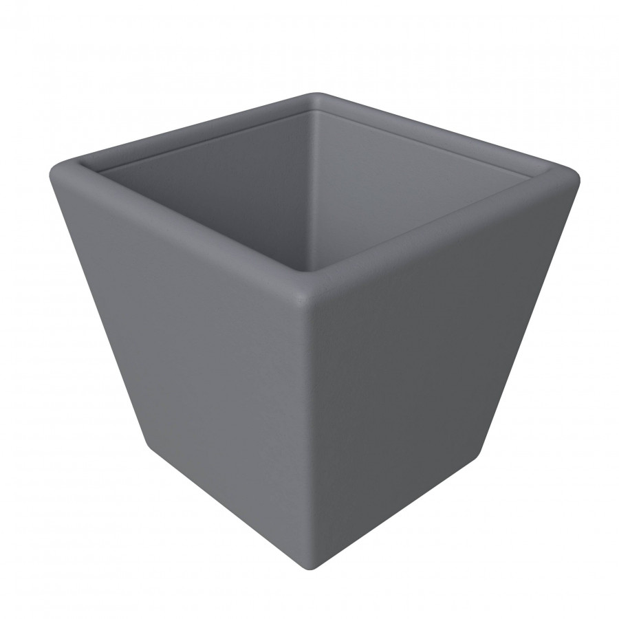 LeisureMod Blossom 19" Tapered Square Planter Pot in Fiberstone and Clay - Dark Gray