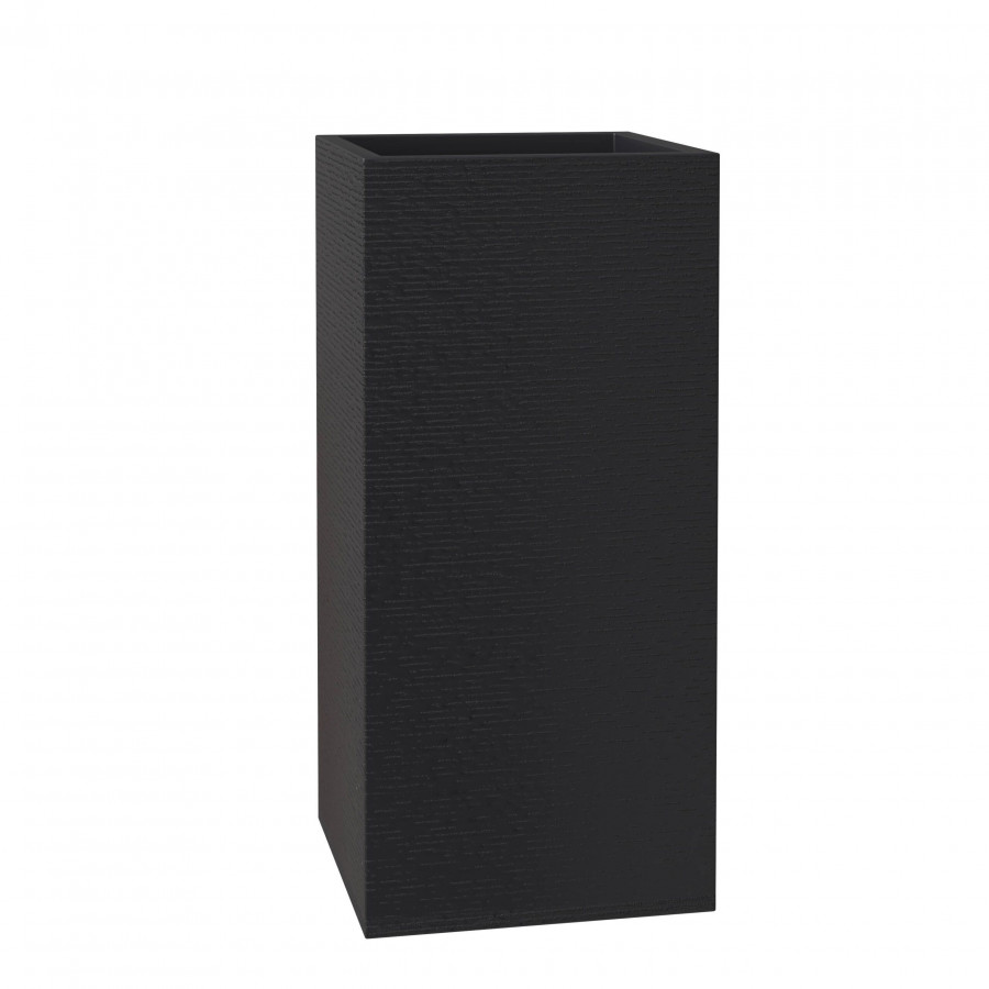 LeisureMod Basalt Modern 20" Square Planter Pot in Fiberstone - Black