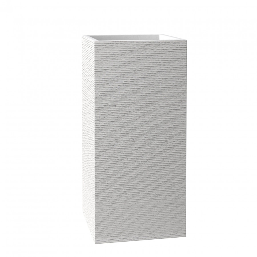 LeisureMod Basalt Modern 20" Square Planter Pot in Fiberstone - White
