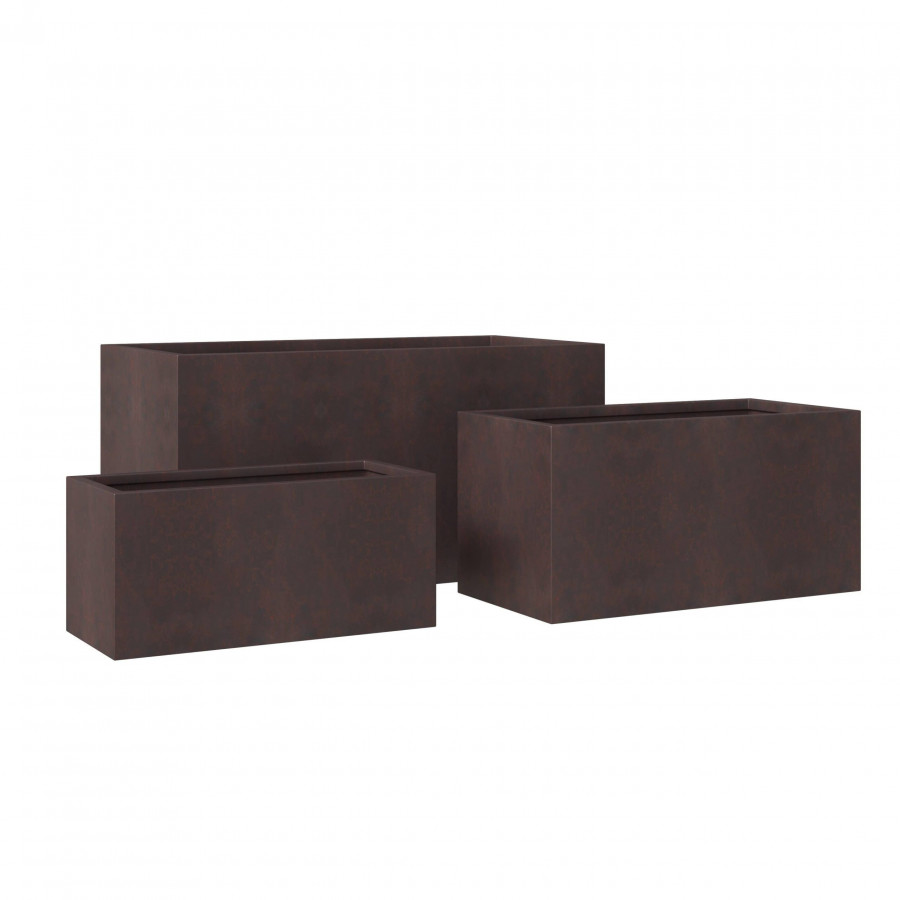 LeisureMod - Bloom Modern Rectangular Planters Pot in Fiberstone and MGO Clay (Set of 3)
