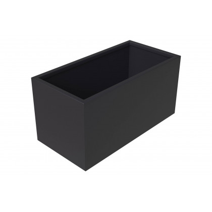 LeisureMod Bloom Mid-Century Modern Rectangular Fiberstone and MGO Clay Planter - Black