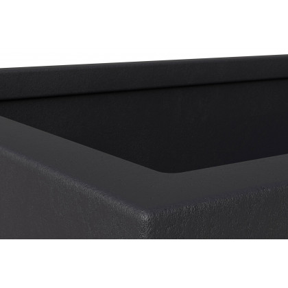 LeisureMod Bloom Mid-Century Modern Rectangular Fiberstone and MGO Clay Planter - Black