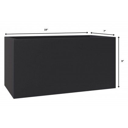 LeisureMod Bloom Mid-Century Modern Rectangular Fiberstone and MGO Clay Planter - Black