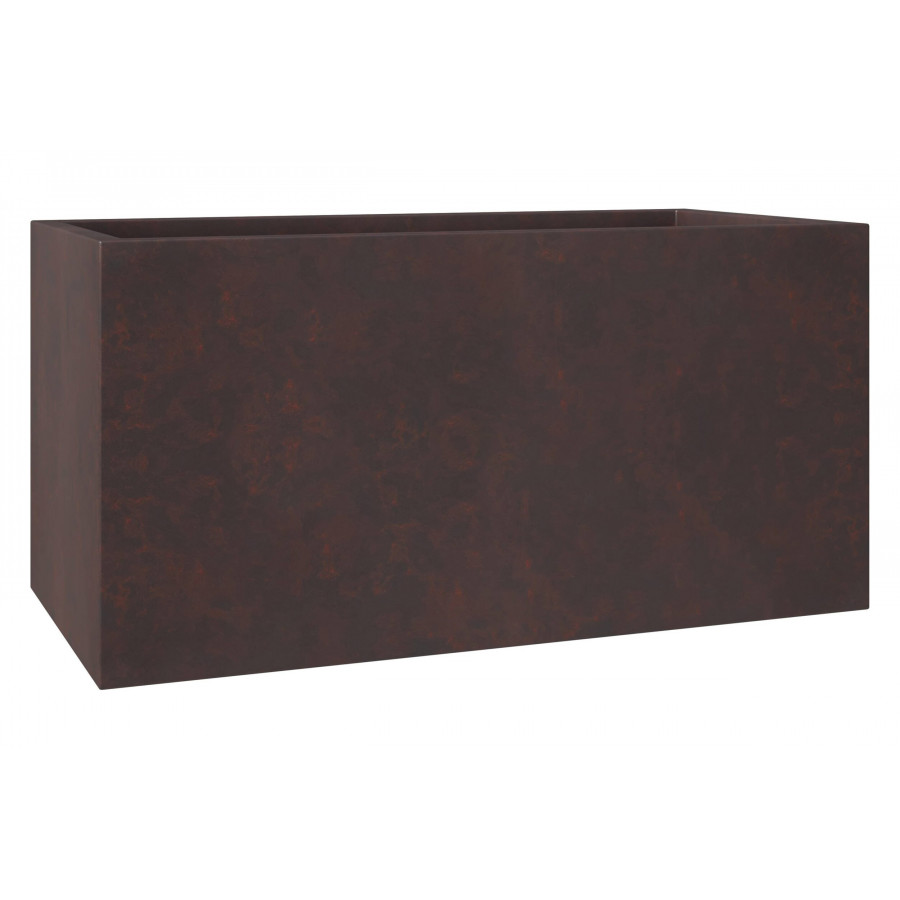 LeisureMod Bloom Mid-Century Modern Rectangular Fiberstone and MGO Clay Planter - Brown