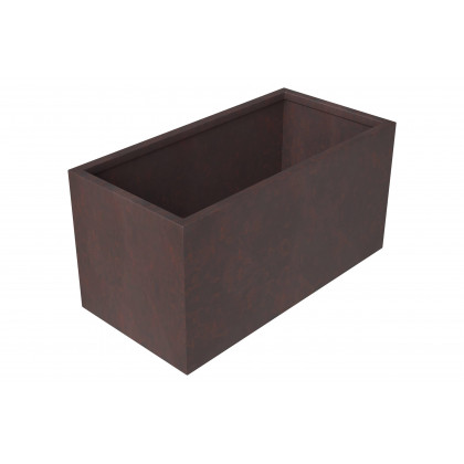 LeisureMod Bloom Mid-Century Modern Rectangular Fiberstone and MGO Clay Planter - Brown