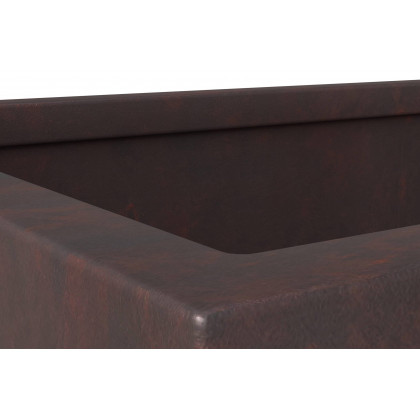 LeisureMod Bloom Mid-Century Modern Rectangular Fiberstone and MGO Clay Planter - Brown
