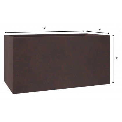 LeisureMod Bloom Mid-Century Modern Rectangular Fiberstone and MGO Clay Planter - Brown