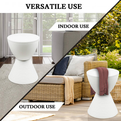 LeisureMod Boyd Modern Round Side End Table - White
