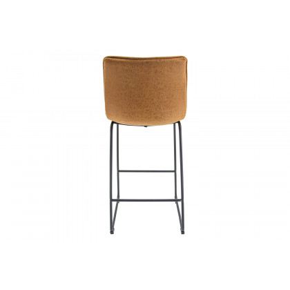 LeisureMod Brooklyn 29.9" Modern Leather Bar Stool with Black Iron Base and Footrest - Light Brown