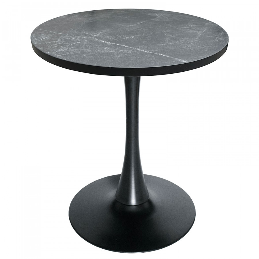 LeisureMod - Bristol Modern 27" Round Dining Table with MDF Top and Black Iron Pedestal Base