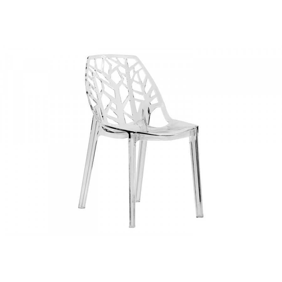 LeisureMod Cornelia Modern Dining Side Chair - Transparent/Black