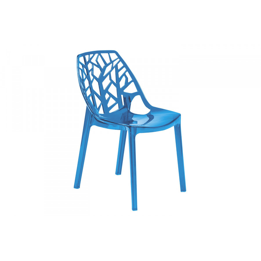 LeisureMod Cornelia Modern Dining Side Chair - Transparent/Blue