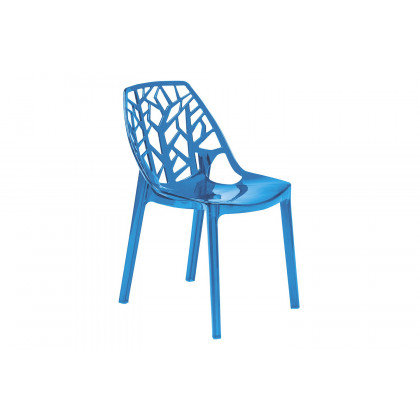LeisureMod Cornelia Modern Dining Side Chair - Transparent/Blue