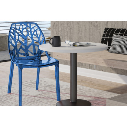 LeisureMod Cornelia Modern Dining Side Chair - Transparent/Blue