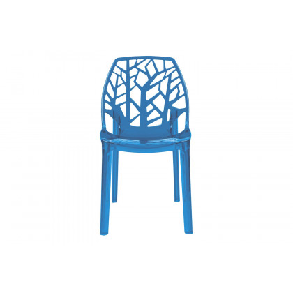 LeisureMod Cornelia Modern Dining Side Chair - Transparent/Blue