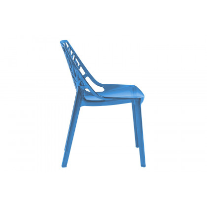 LeisureMod Cornelia Modern Dining Side Chair - Transparent/Blue