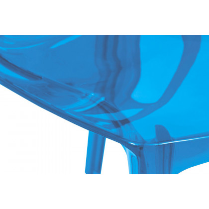 LeisureMod Cornelia Modern Dining Side Chair - Transparent/Blue
