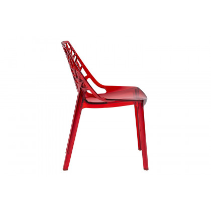 LeisureMod Cornelia Modern Dining Side Chair - Transparent/Red