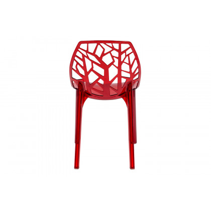 LeisureMod Cornelia Modern Dining Side Chair - Transparent/Red