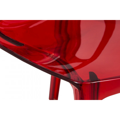 LeisureMod Cornelia Modern Dining Side Chair - Transparent/Red
