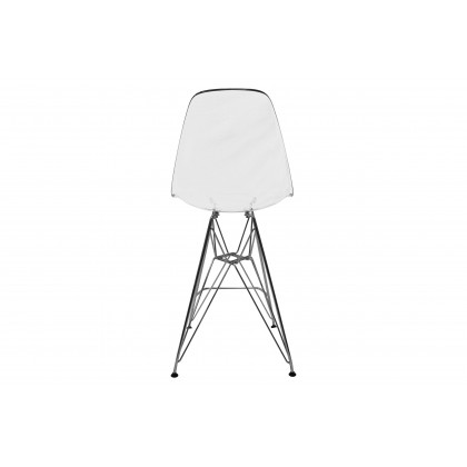 LeisureMod Cresco Modern Acrylic Barstool with Chrome Base and Footrest - Clear
