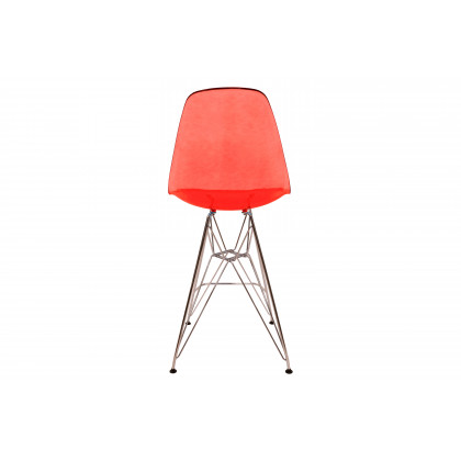 LeisureMod Cresco Modern Acrylic Barstool with Chrome Base and Footrest - Transparent Red