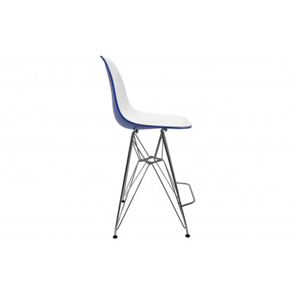 LeisureMod Cresco Modern Acrylic Barstool with Chrome Base and Footrest - White/Blue