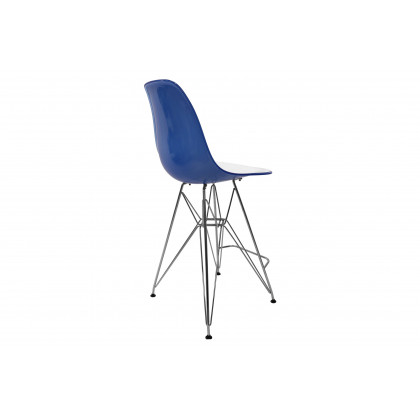 LeisureMod Cresco Modern Acrylic Barstool with Chrome Base and Footrest - White/Blue
