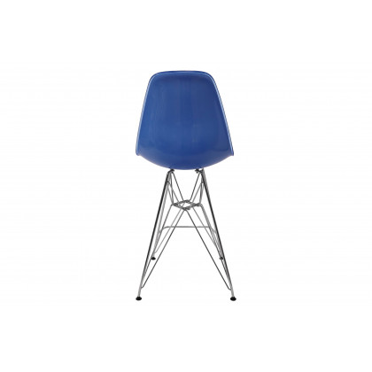 LeisureMod Cresco Modern Acrylic Barstool with Chrome Base and Footrest - White/Blue