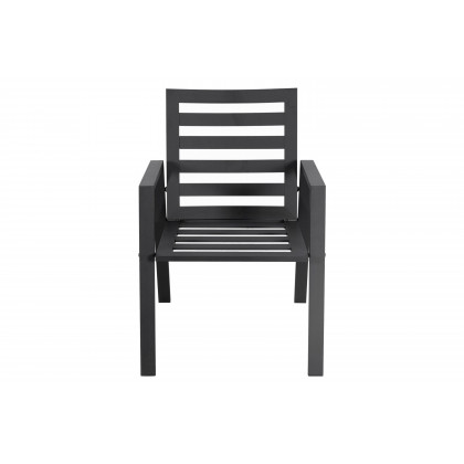 LeisureMod Chelsea Modern 7-Piece Outdoor Dining Set in Black Aluminum with Removable Cushions - Beige