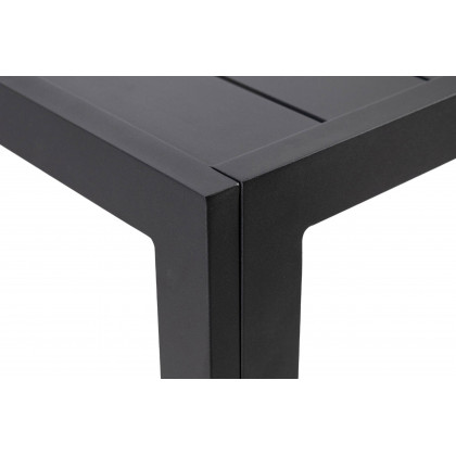 LeisureMod Chelsea Modern 7-Piece Outdoor Dining Set in Black Aluminum with Removable Cushions - Beige