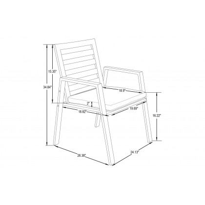 LeisureMod Chelsea Modern 7-Piece Outdoor Dining Set in Black Aluminum with Removable Cushions - Light Gray