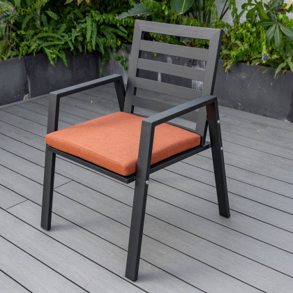 LeisureMod - Chelsea Modern Patio Dining Armchair in Aluminum with Removable Cushions