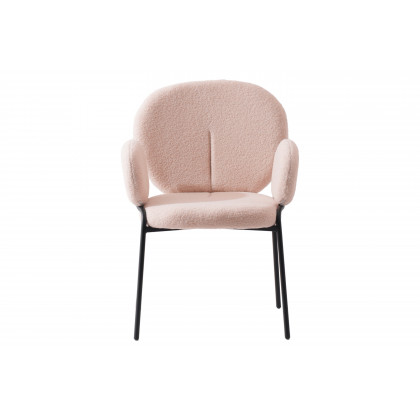 LeisureMod Celestial Modern Boucle Dining Chair with Black Powder-Coated Iron Frame - Beige