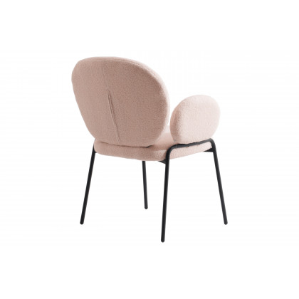 LeisureMod Celestial Modern Boucle Dining Chair with Black Powder-Coated Iron Frame - Beige