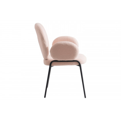 LeisureMod Celestial Modern Boucle Dining Chair with Black Powder-Coated Iron Frame - Beige