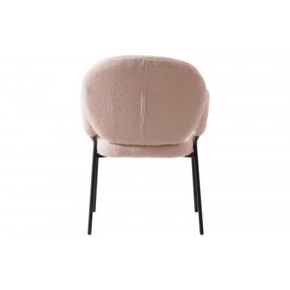 LeisureMod Celestial Modern Boucle Dining Chair with Black Powder-Coated Iron Frame - Beige